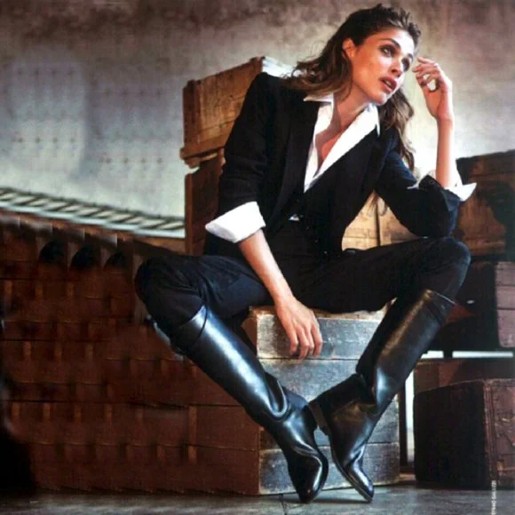 Frye Tall Black Leather Shirley Riding Boots- Size 6.5 - Picture 4 of 12